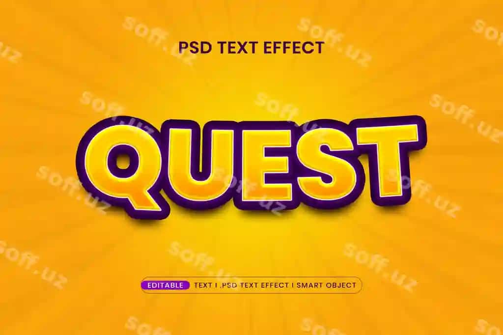 3D tahrirlanadigan topshiriq matni uslubi effekti | 3d editable quest text style effect