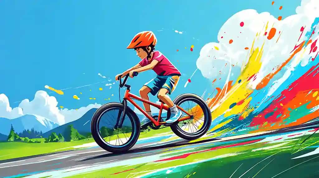 Bola velosipedda tog 'manzarasi rangli multfilm ochiq havoda sog'lom turmush tarzi | Boy cycling mountain landscape colorful cartoon outdoor activity healthy lifestyle