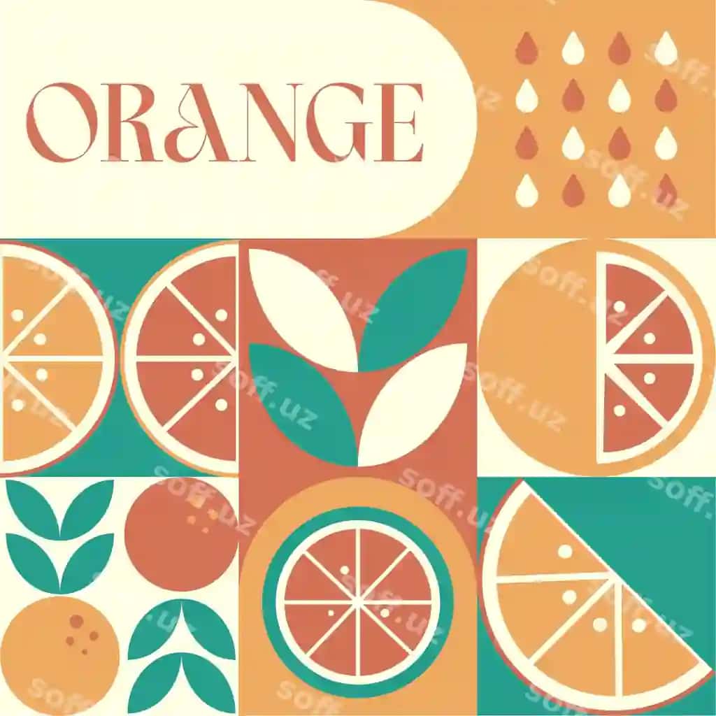 Meva sabzi apelsin tekis naqsh skandinav uslubi pochta varaqi | Fruit vegetable orange seamless pattern scandinavian style postcard