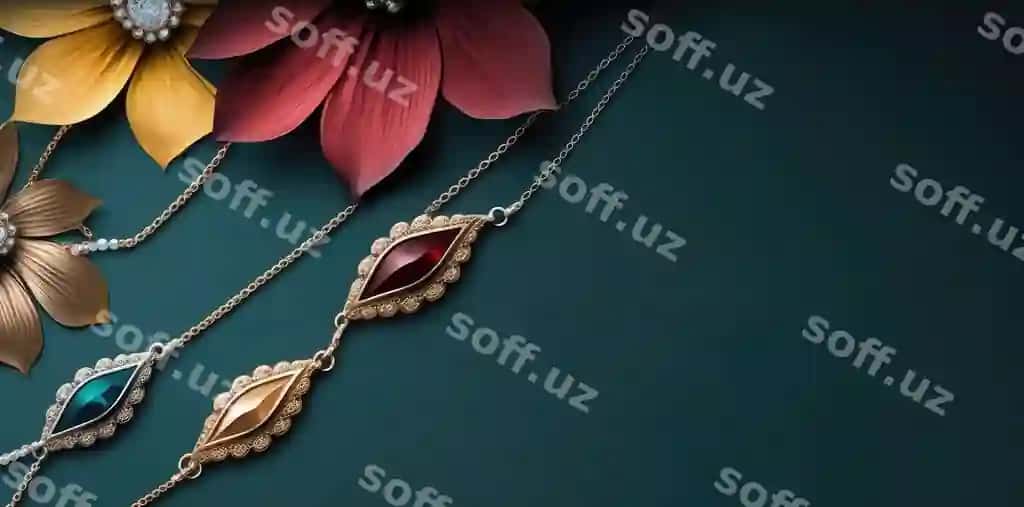 Yaltiroq tosh generativ ai bilan zamonaviy marjon zargarlik buyumlari banneri | Fashionable pendant jewelry banner with shimmering stone generative ai