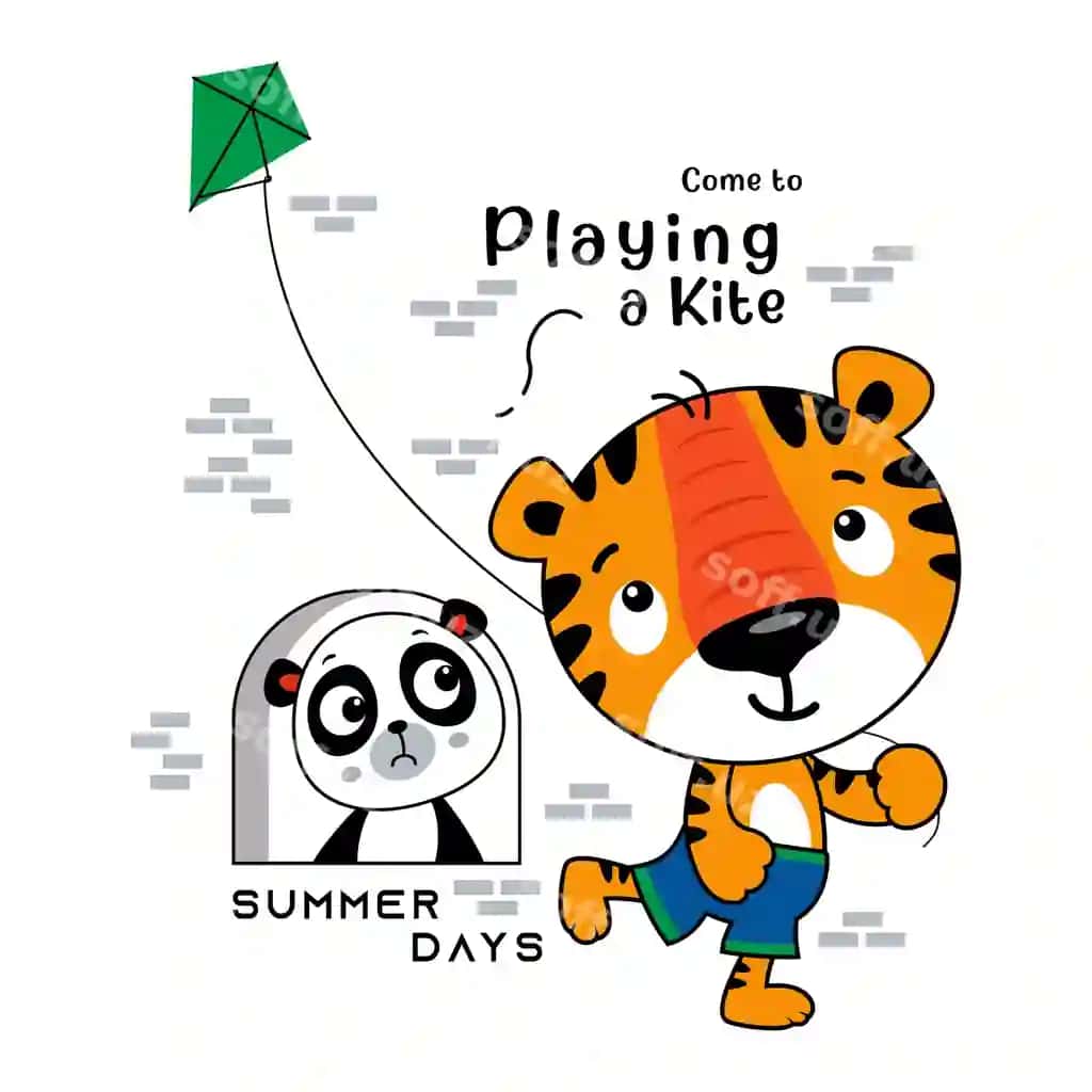 Yoz kun vektor hayvon karyokat illustratsiya dizayn grafik bosish | Summer day vector animal cartoon illustration design graphic printing