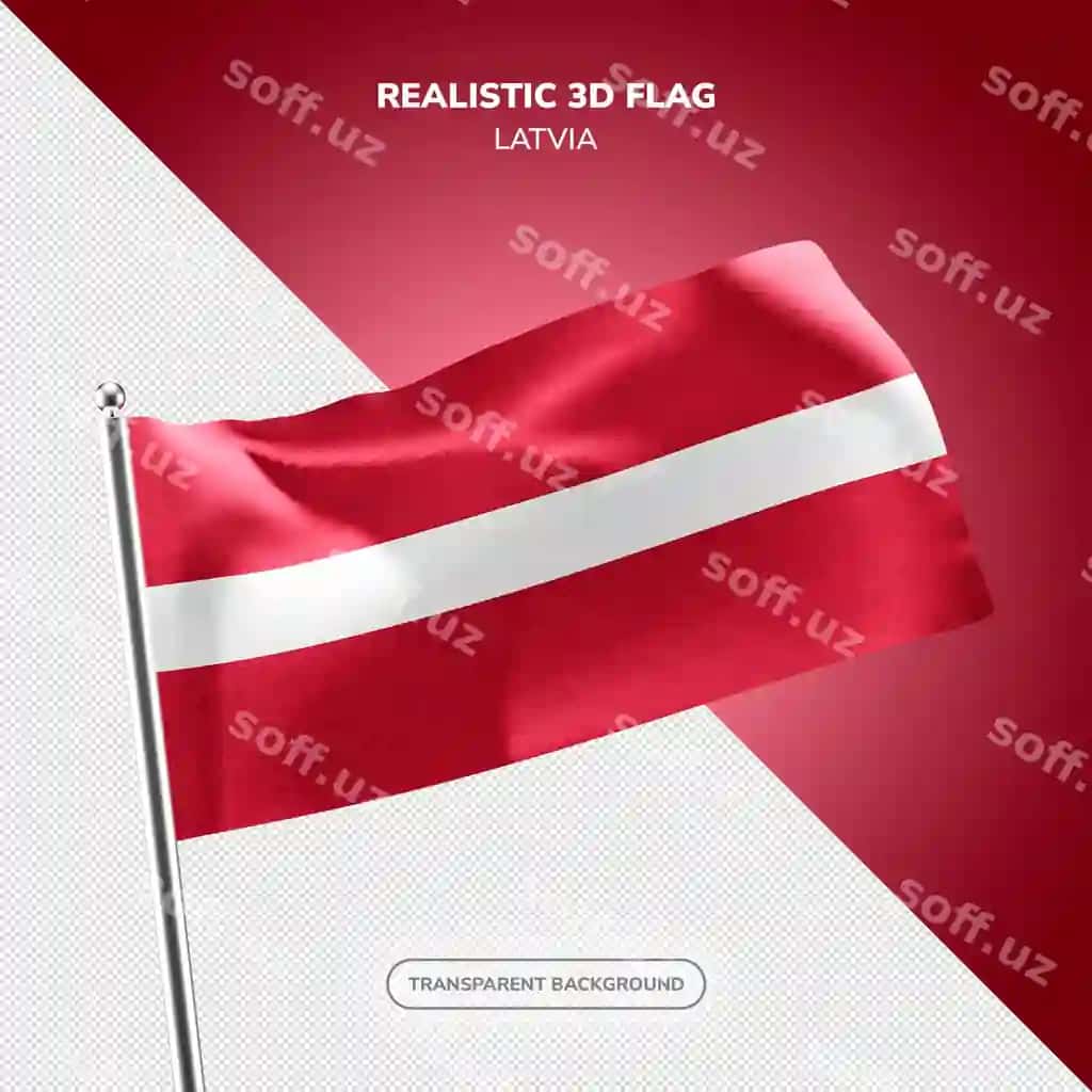 Psd Latviya realistik 3D bayroq render | Psd latvia realistic 3d flag render 2