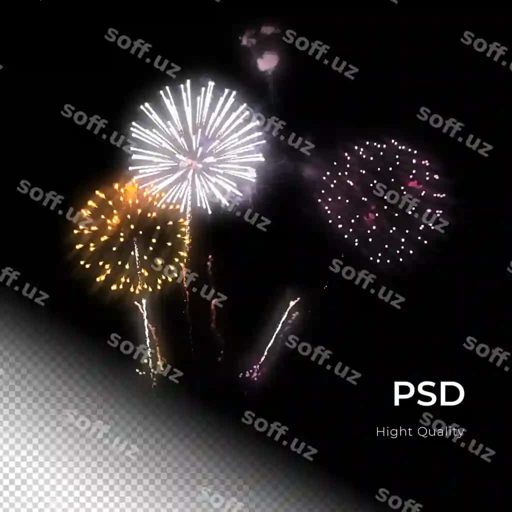 Olovli puskalar bayram to'g'iligi baxtli yangi yil PNG PSD shaffof | Fireworks celebration party happy new years png psd transfarent