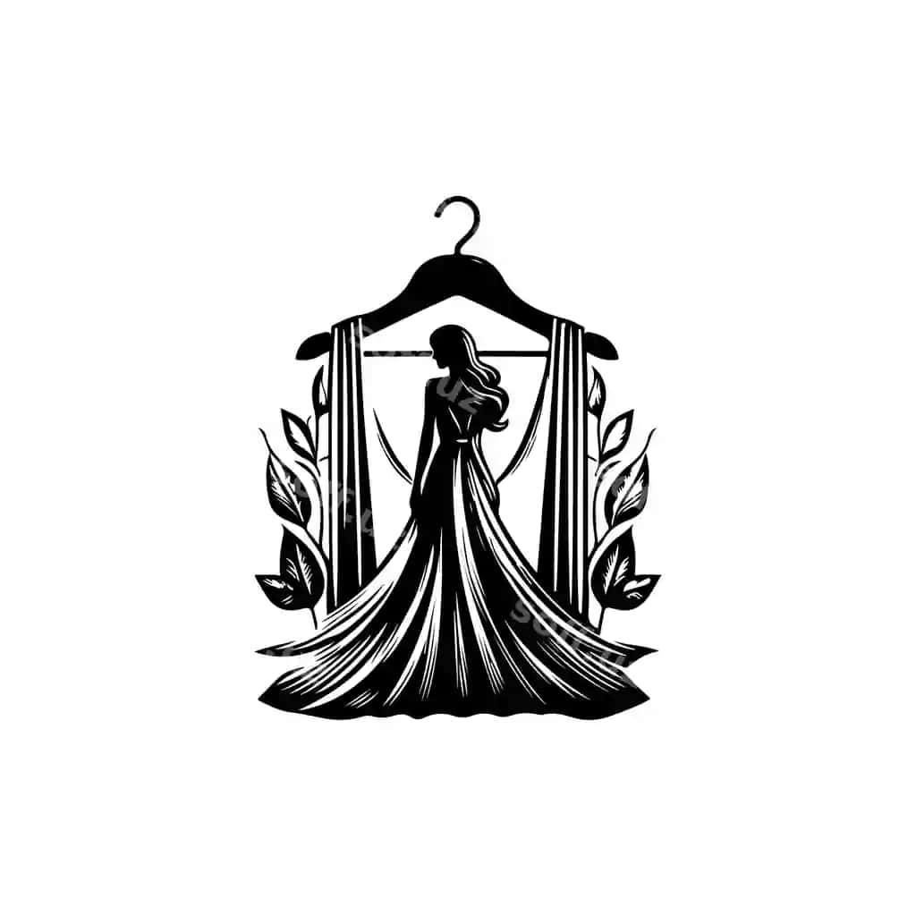 Vektor logotipli ayollar dress do'koni | Vector logo ladies dress shop