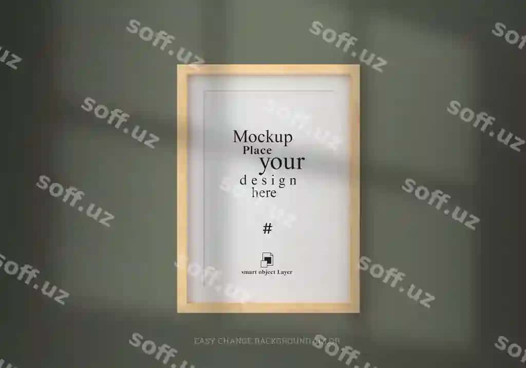 Soya bargi devori bilan bo'sh foto ramkaning maketini | Mockup blank photo frame with shadow leaf wall