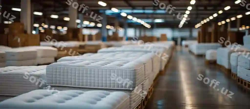 Ombor to'liq yig'ilgan matraslar | Warehouse full stacked mattresses