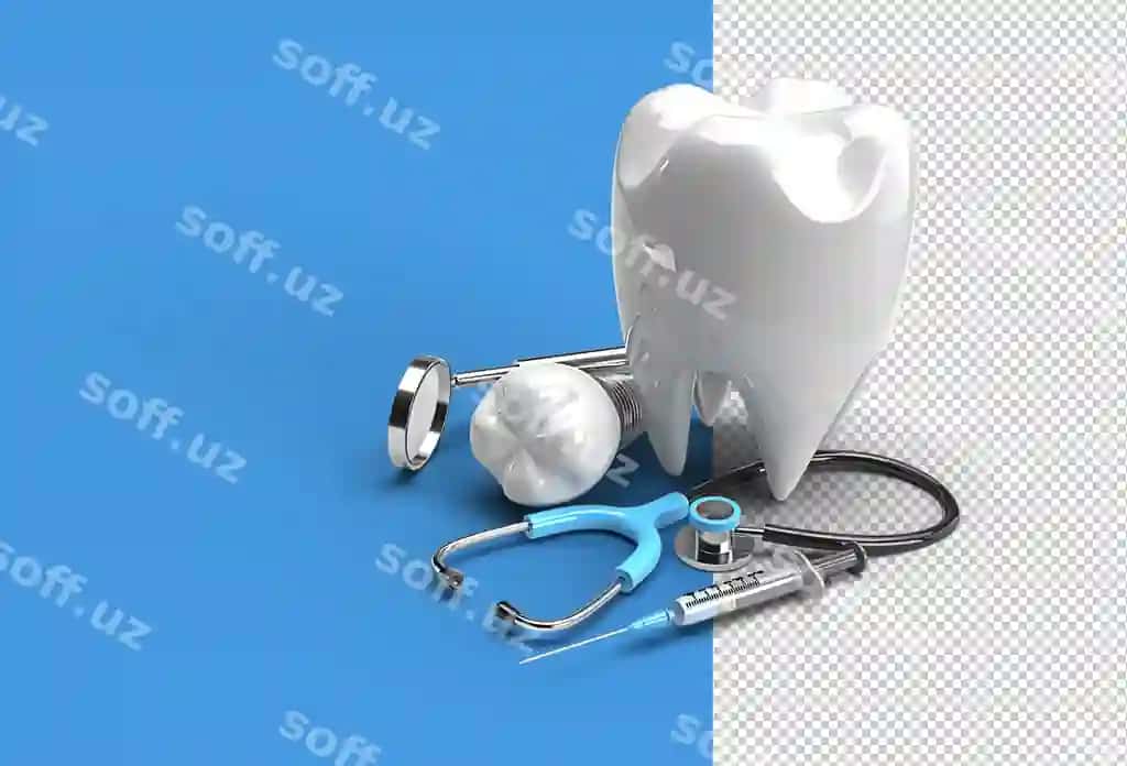 Tish implantlari jarrohlik kontseptsiyasi 3D ko'rsatuvchi shaffof PSD fayli | Dental implants surgery concept 3d rendering transparent psd file