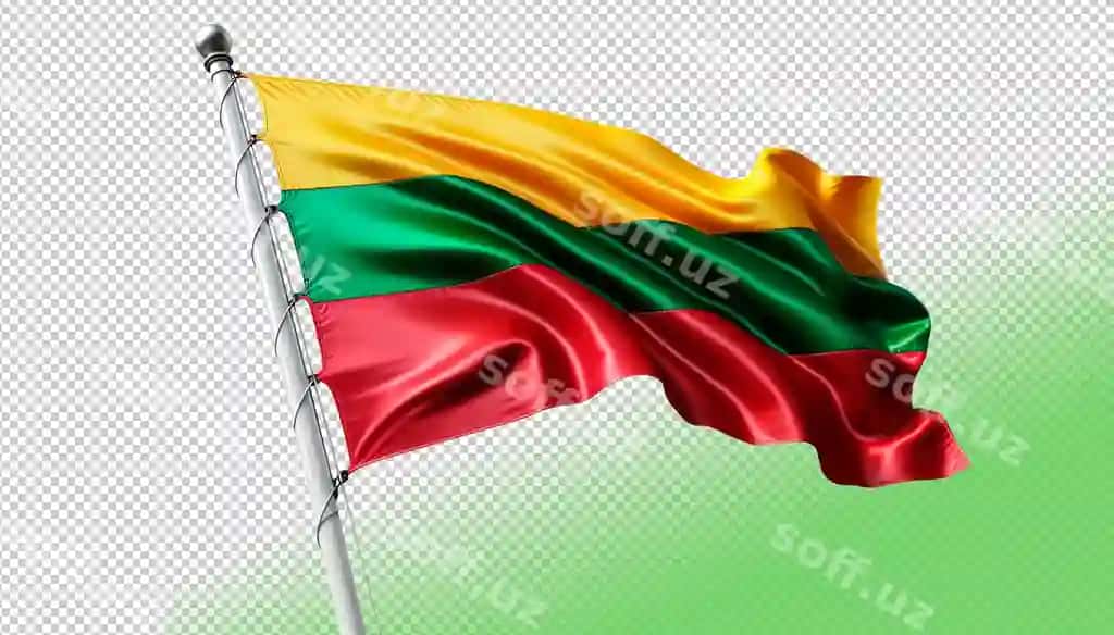 Psd to'lqinli bayroq Litva shaffof fon | Psd wavy flag lithuania transparent background