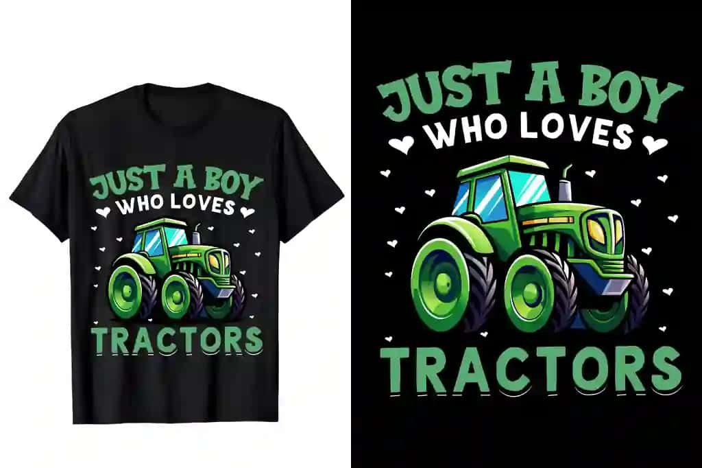 Traktor ijodiy rangli maxsus tipografiya qora sevadigan shunchaki bola | Just boy who love tractor creative colorful custom typography black