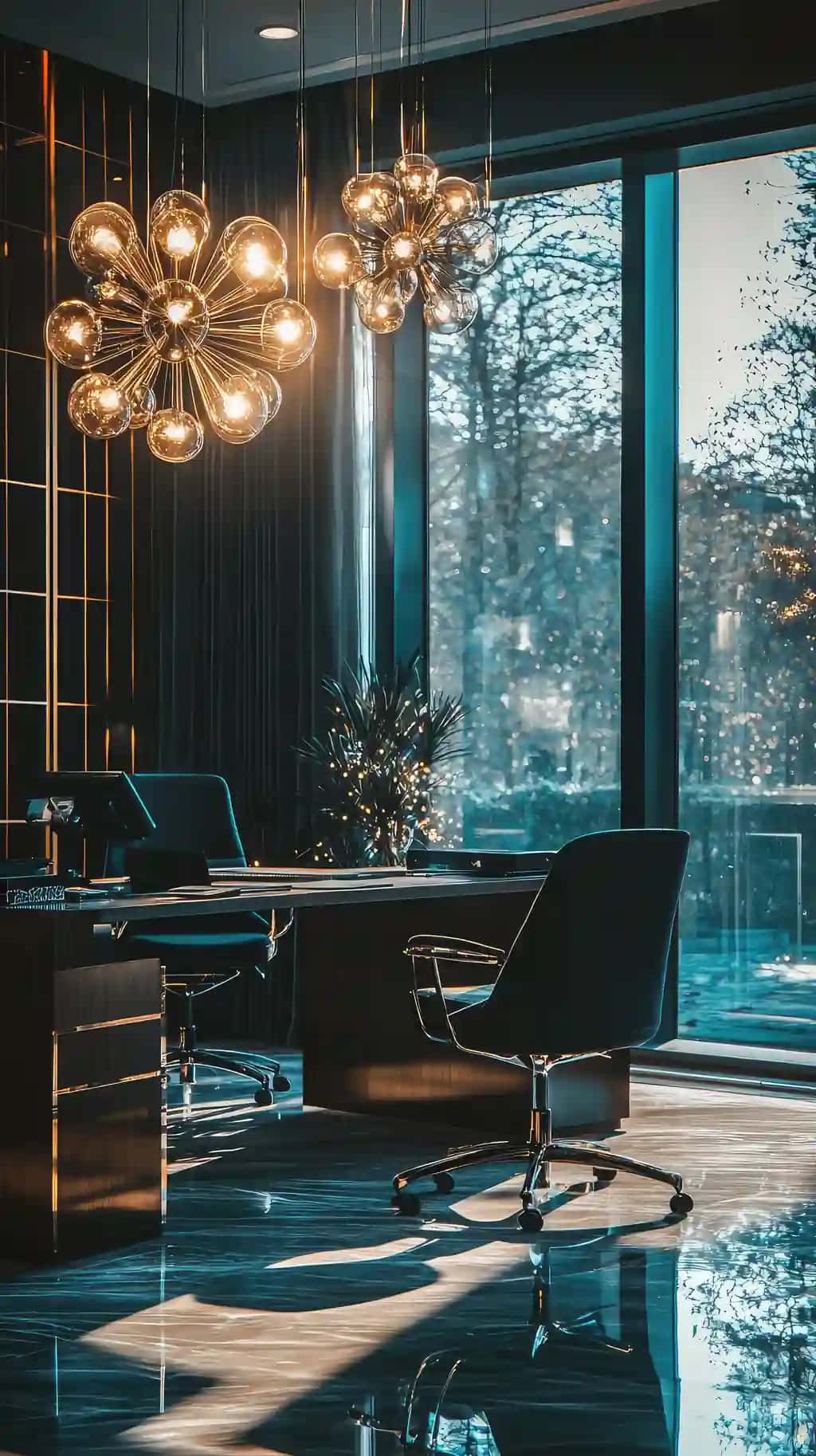 Ajoyib yorug'lik bilan oqlangan hashamatli ofis dizayni | Elegant luxury office design with stunning lighting