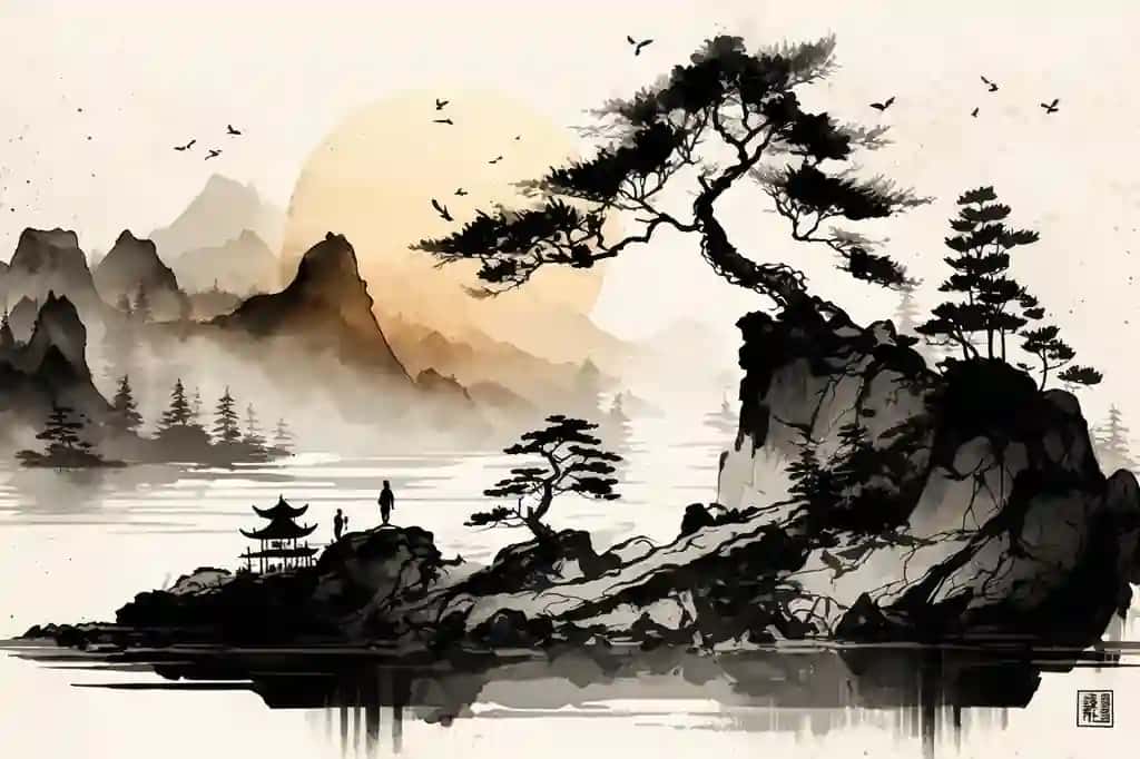 Ai Xitoy siyoh landshaft xaritasini yaratdi | Ai generated chinese ink landscape map