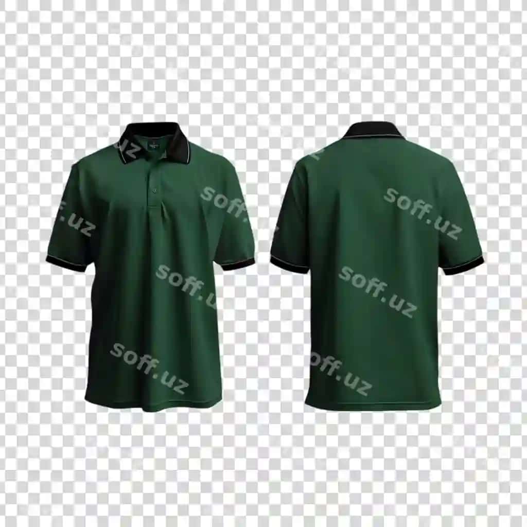 Yashil polo rubagi oldi orqali shaffof orqa fon | Green polo shirt front back transparent background