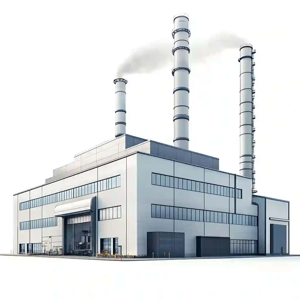 Tutunli Arafed zavodi katta mo'riga ega katta bino | Arafed factory with smoke stacks large building with large chimney