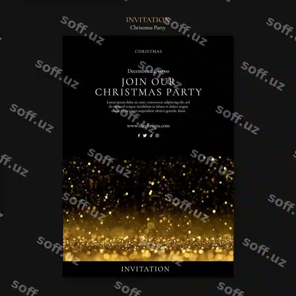 Yelcho to'y taklifnoma shabloni | Christmas party invitation template
