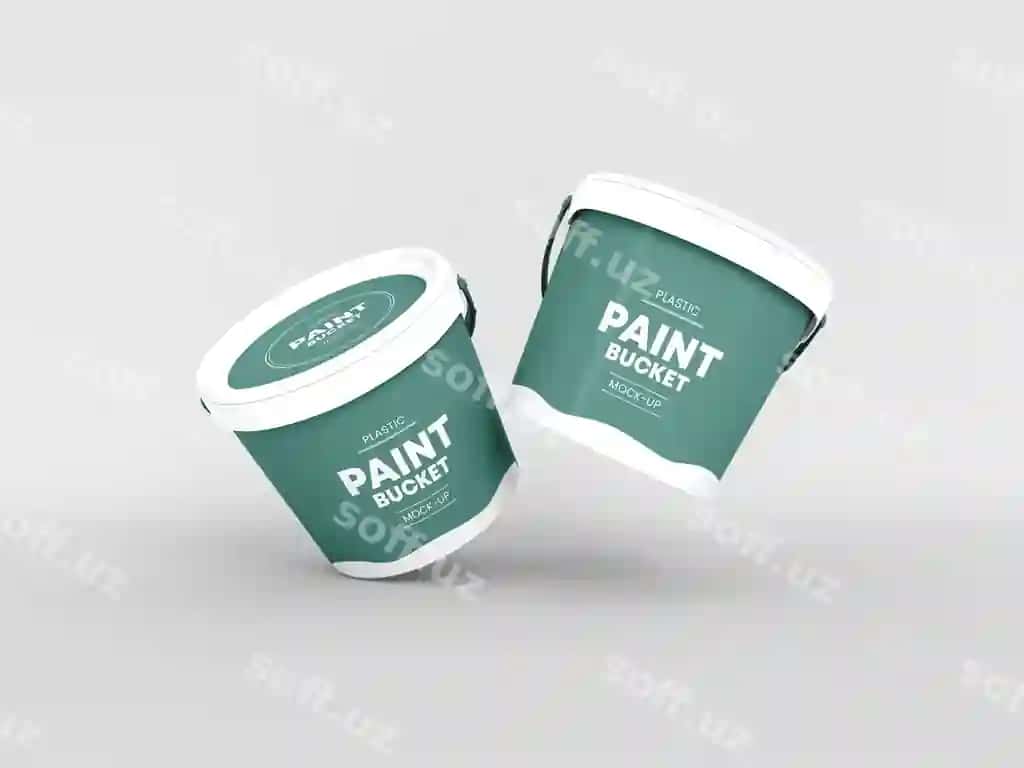 Plastik bo'yoq chelak maketi | Plastic paint bucket mockup