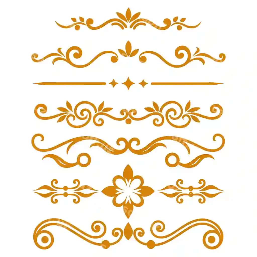 Zarif oltin ajratuvchi bezaklar vektor rasmlari to'plami | Elegant golden divider ornaments vector illustration set