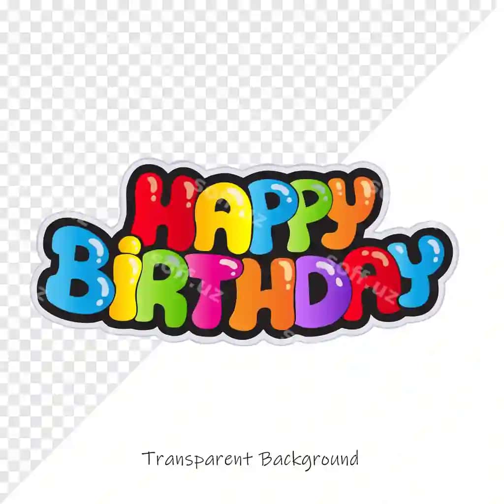 Tug'ilgan kuningiz bilan rangli pufakchali matn | Happy birthday colorful bubbly text