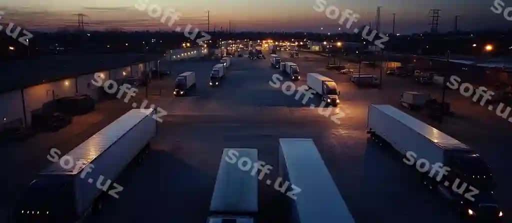 Yuk mashinalari qorong'i tushganda to'xtab turishdi | Semitrucks parked dusk