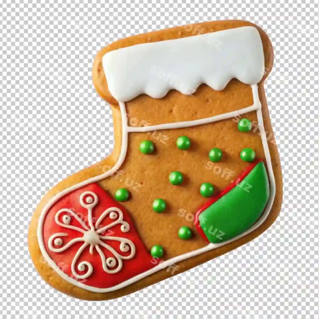 Qurdiuq Natal soketi soket kuki biskit shaffof fon | Gingerbread christmas stocking sock cookie biscuit transparent background