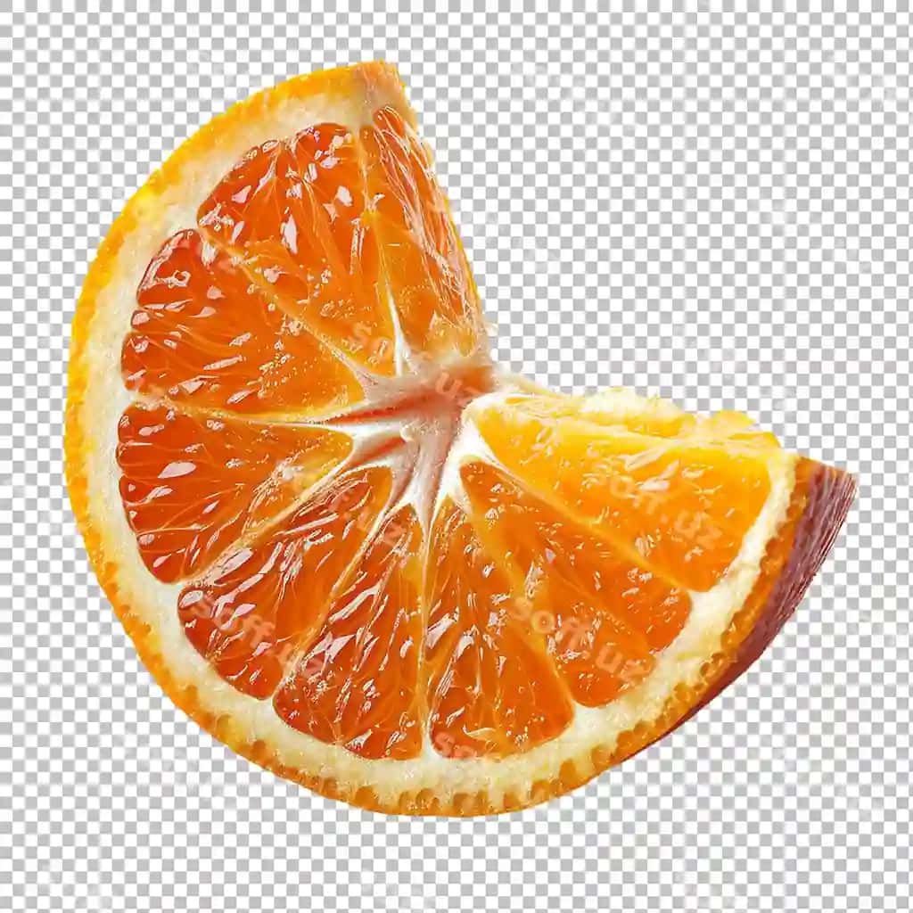 Oq fonda suvli pishgan apelsin bo'lagi bilan izolyatsiya qilingan | Isolated juicy ripe orange slice white background