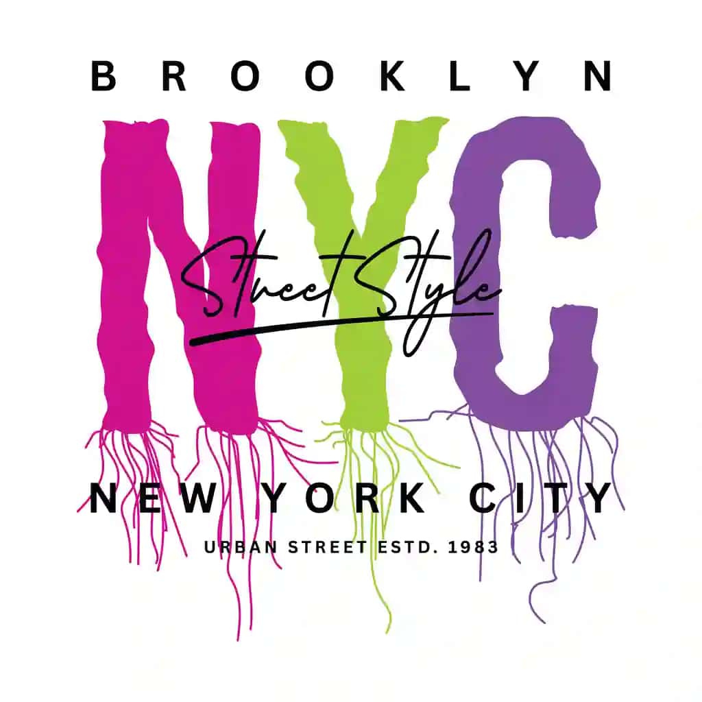 Bruklin Nyu-York shahri grafik moda uslubidagi futbolka dizayni tipografiyasi | Brooklyn new york city graphic fashion style t shirt design typography