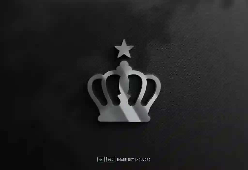 Hashamatli 3D metall logotip maketi teksturali qora mato | Luxury 3d metal logo mockup textured black fabric