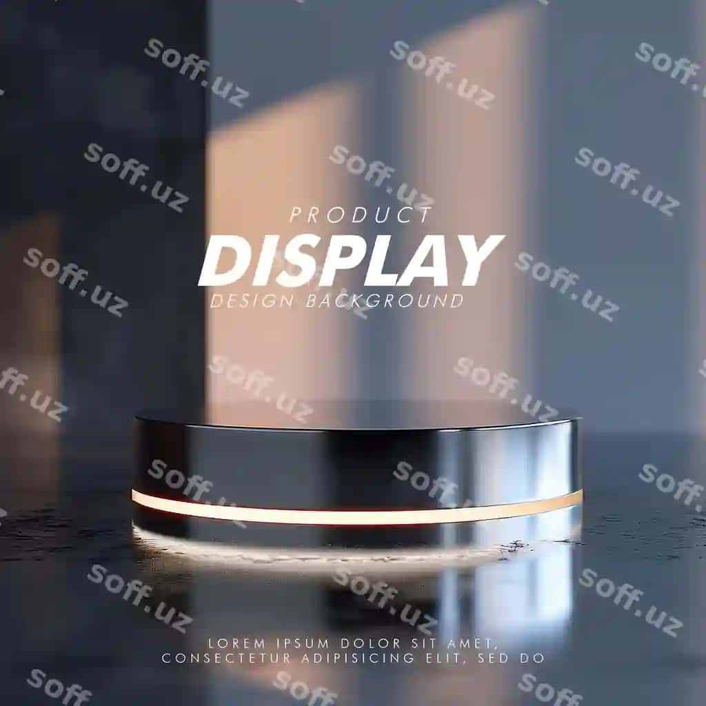 Qora stol qora qut bilan, uning ustida "mahsulotni namoyish qilish" yozilgan. | Black table with black box that says product display it