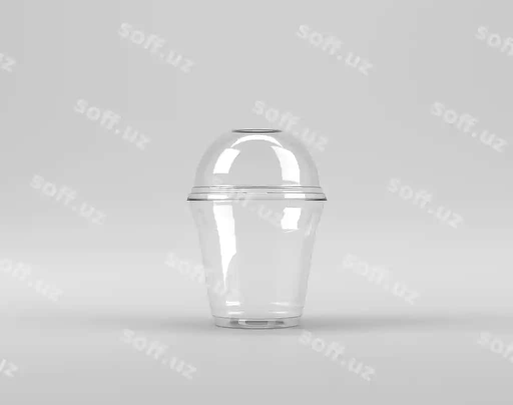 Old tomondan shaffof plastik stakanning maketi | Front view clear plastic cup mock up