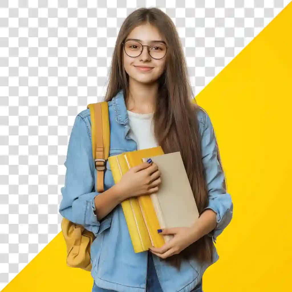 Png yosh qiz talaba baxtli fon | Png young girl student happy background