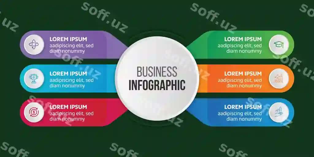 Zamonaviy rangarang infoqrafik bosqichlari | Modern colorful infographic steps