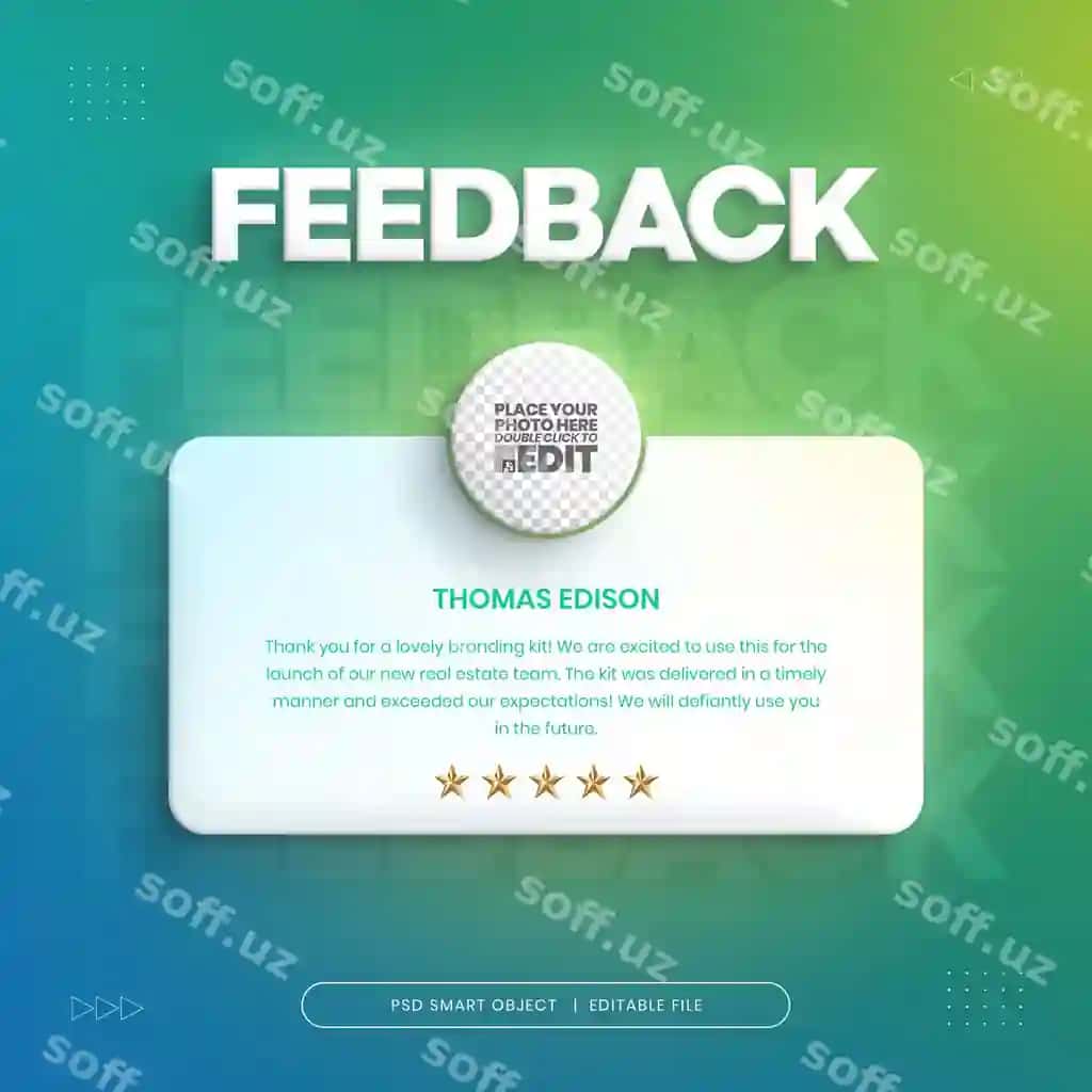 Mijoz fikri, sharh, ijtimoiy tarmoqlar posti dizayni | Customer feedback review social media post design