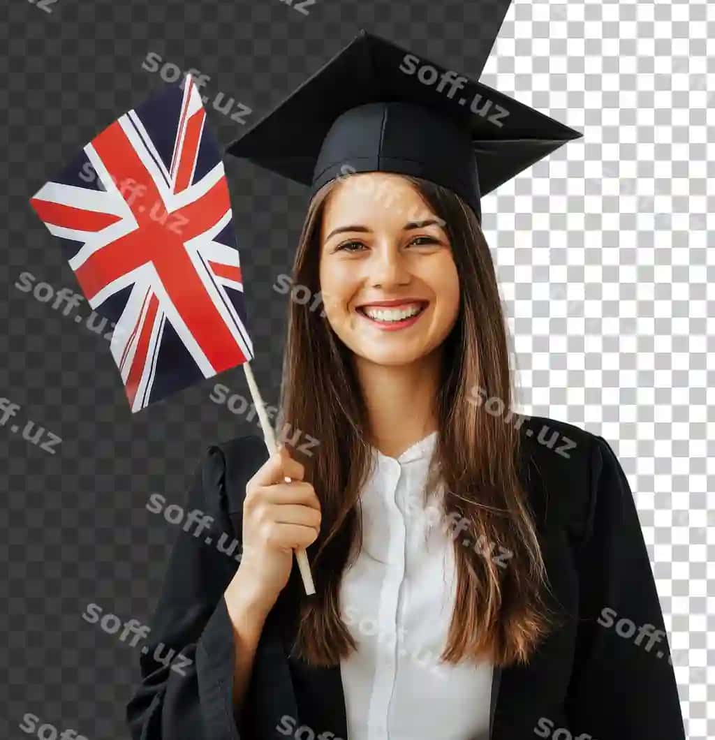 Bitiruvchi bayroq bilan bayramni nishonlamoqda | Graduate celebrating with flag her hand cut out stock png