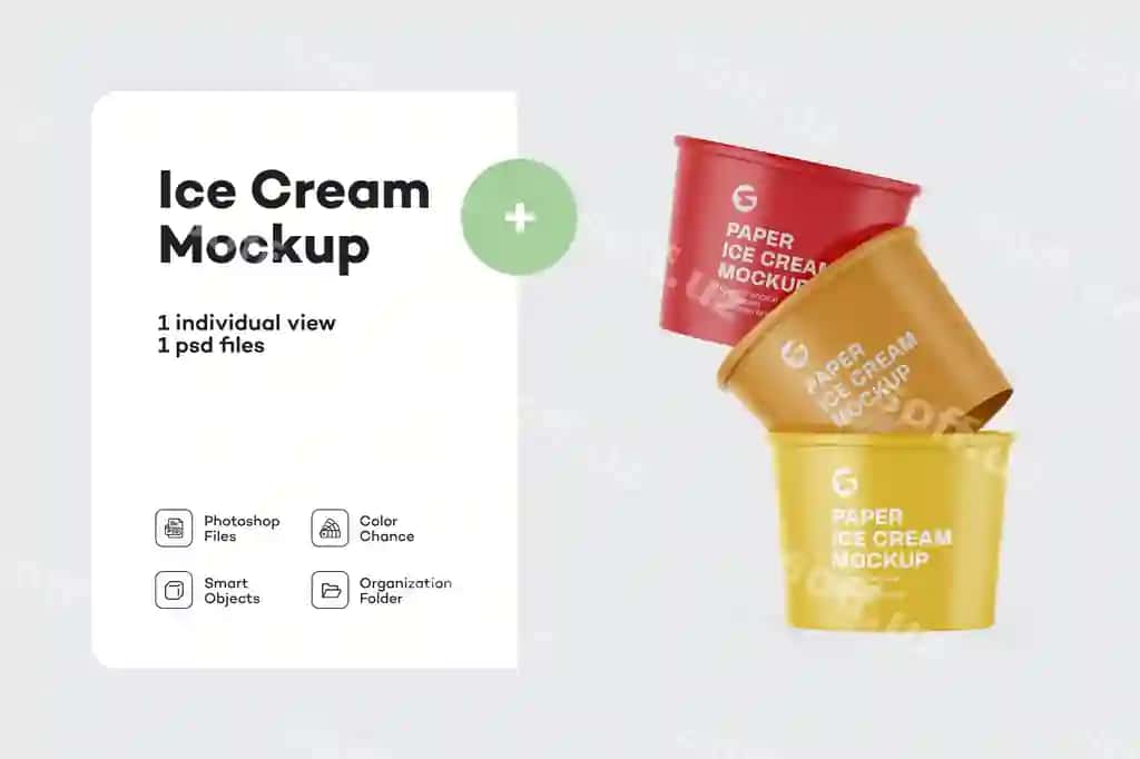 Qog'ozli muzlik kupesini mockup | Paper ice cream cup mockup