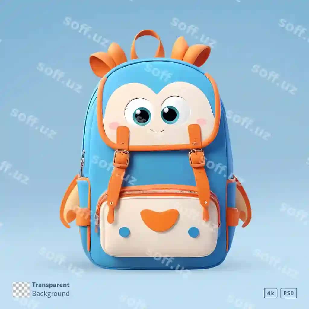 3D rendering bolalar maktab rucksaki multfil'm qahramoni | 3d rendering kids backpack school cartoon character