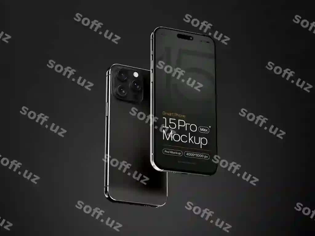 Iphone 15 pro max smartfonining ekran maketi | Iphone 15 pro max smartphone screen mockup