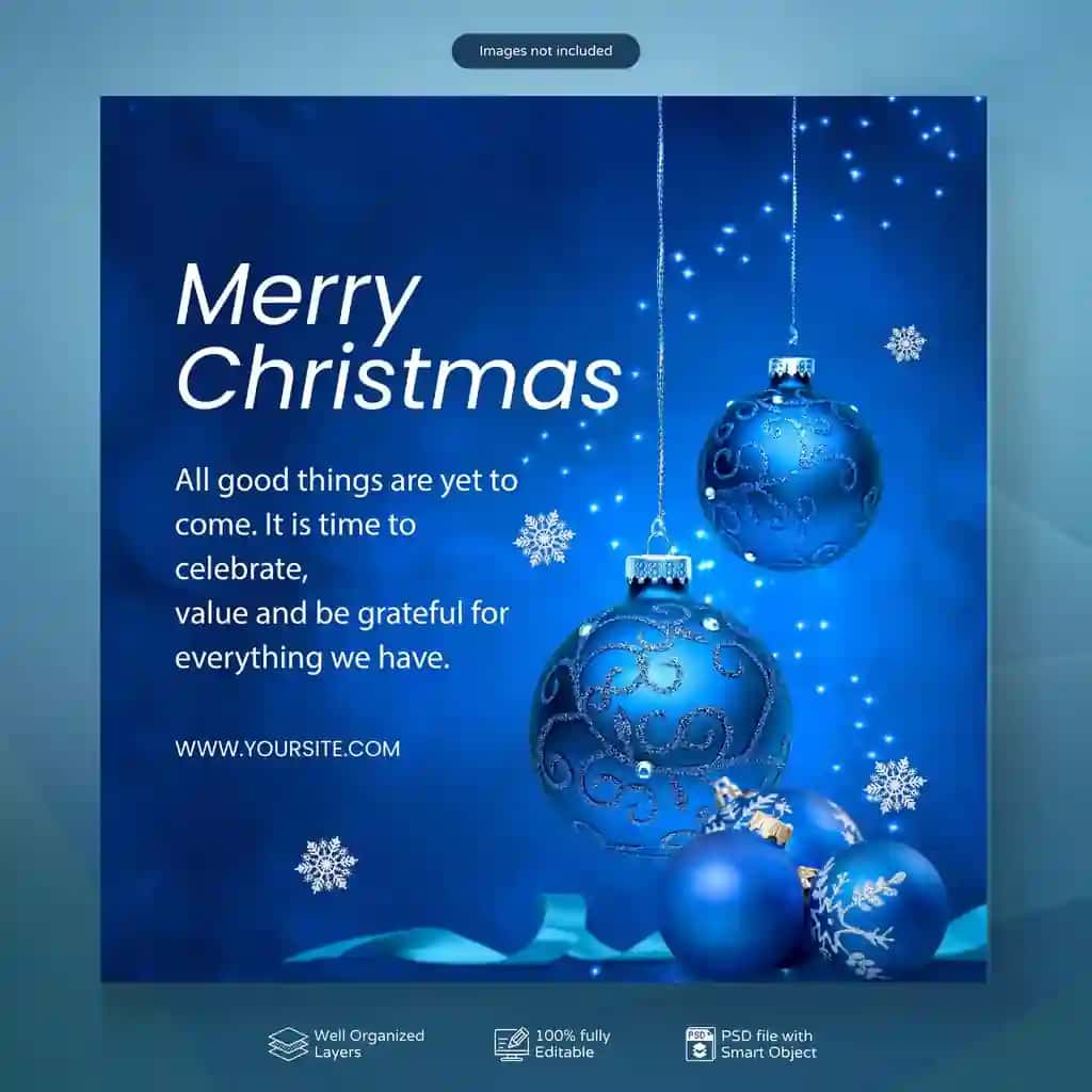 Psd quvnoq Rojdestvo yangi yilingiz bilan ijtimoiy media post shabloni | Psd merry christmas happy new year social media post template