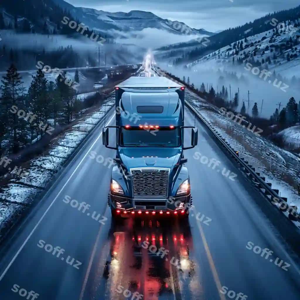 Yangi yuk avtomobili yuqori ko'rinishdan jazolash | Top view shot new semitruck