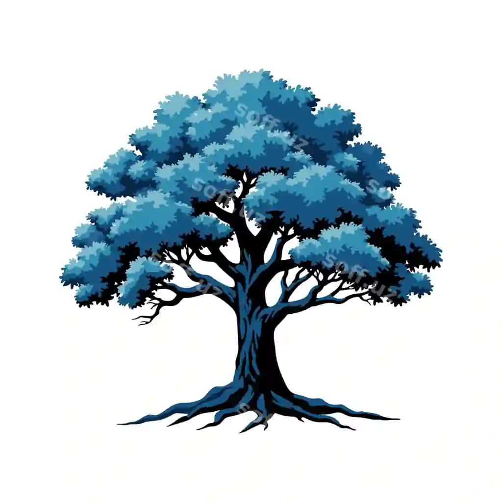 Dremya vektor san'at illustratsiyasi | Oak tree vector art illustration 2