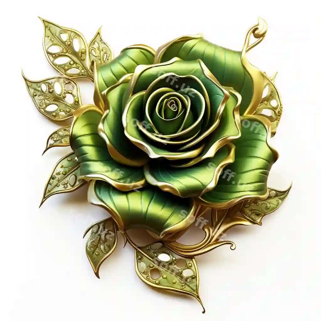 Yashil oltin gil'mor ro'yxati | Green gold glam rose clipart