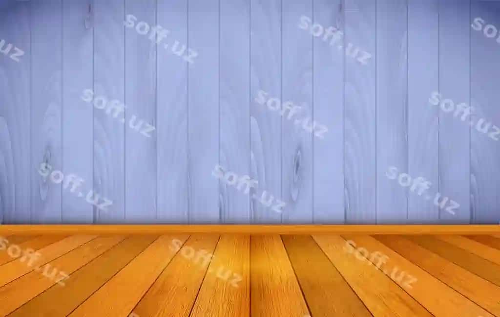 Yog'och zamin moviy devor foni | Wooden floor blue wall background