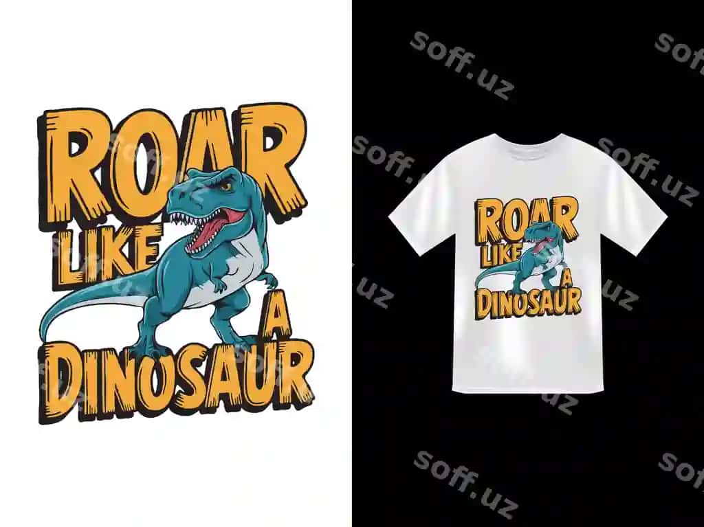 Dinozavrga o'xshagan futbolka dizayni | Roar like dinosaur t shirt design