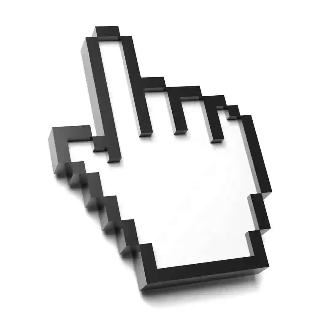 Kvadrat shaklida qo'l sichqoncha ko'rsatkichi oq fon | Squared hand mouse pointer white background