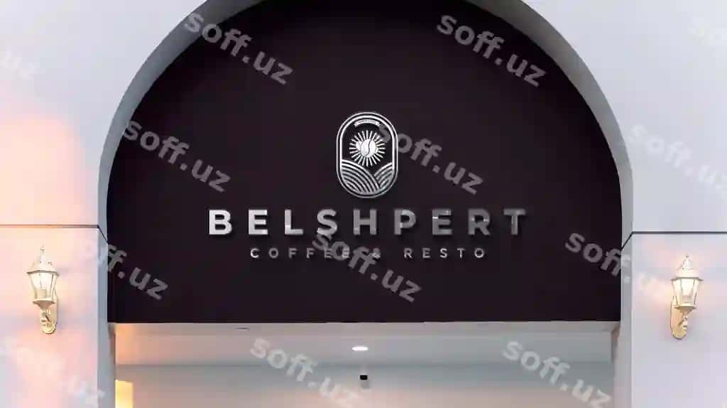 3D do'kon oldi logotipi mockup zamonaviy fasad hrom belgisi | 3d storefront logo mockup modern facade chrome sign
