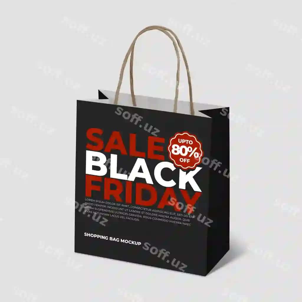 Qora juma kuni maket xarid qilish paketlari | Mockup shopping bags black friday