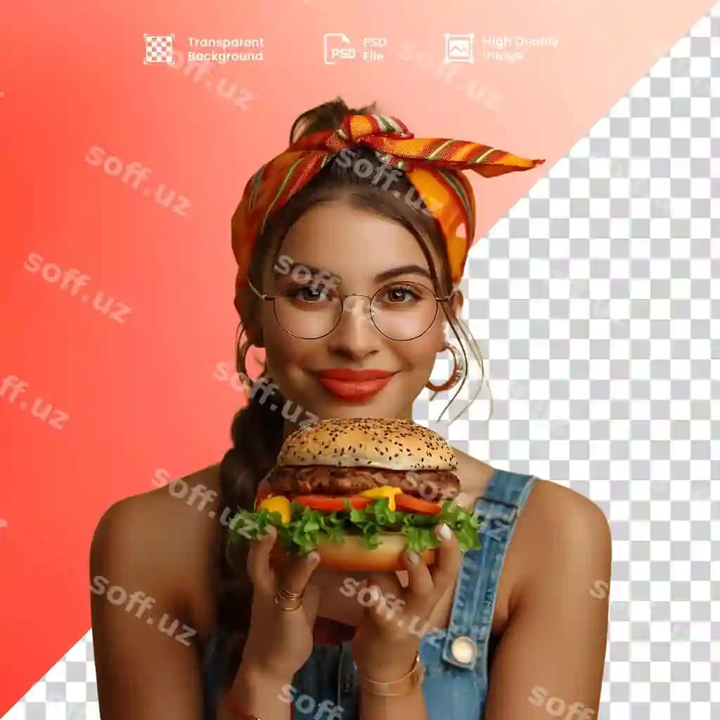 Stilli yosh ayol hamburgerni tutmoqda. | Jovem estilosa segurando um hamburguer stylish young woman holding