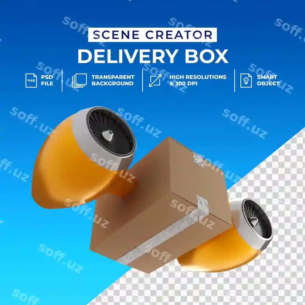 Izolyatsiya qilingan 3D tezkor yetkazib berish qutisining ijodiy konsepsiyasi | Creative concept 3d fast delivery box isolated