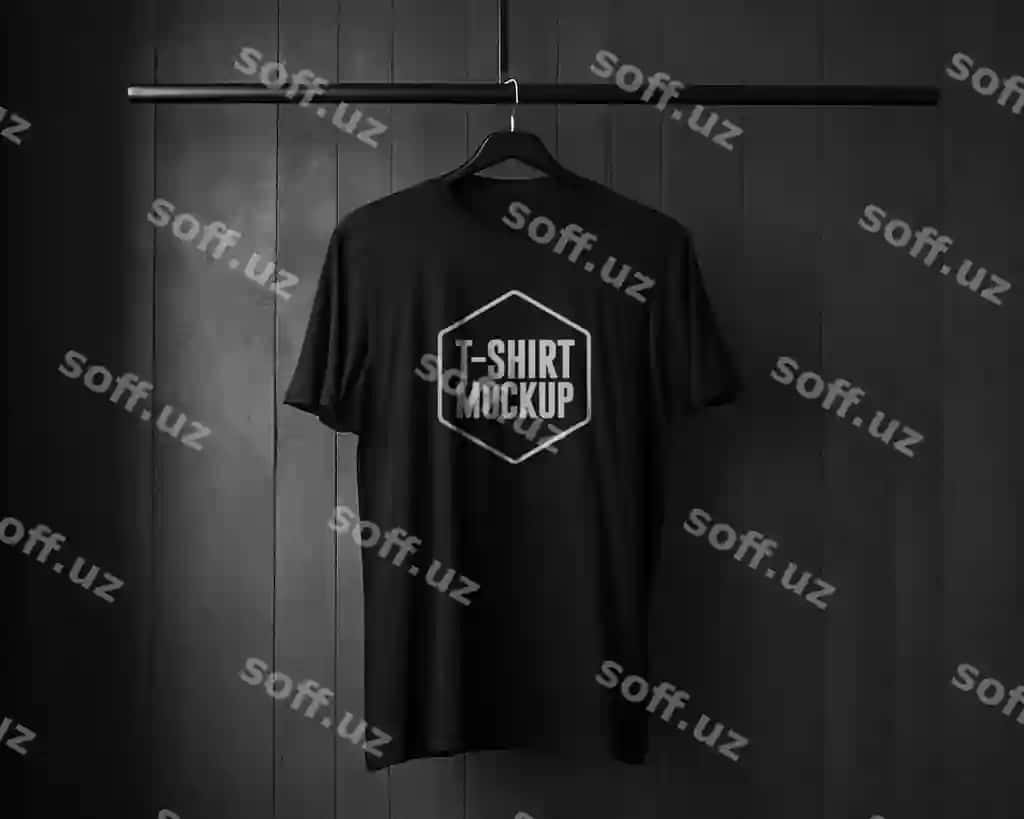 Qora futbolka old ko'rinishi namuna shabloni | Black tshirt front view mockup template
