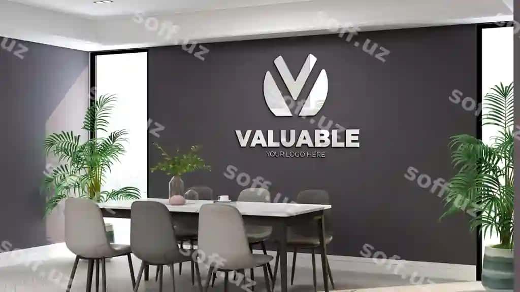 Minimalist ofis majlislar xonasining logotipi maket | Logo mockup minimalist office meeting room