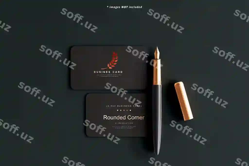 Burchaklari yumshoq biznes karta namuna sahna | Rounded corner business card mockup scene