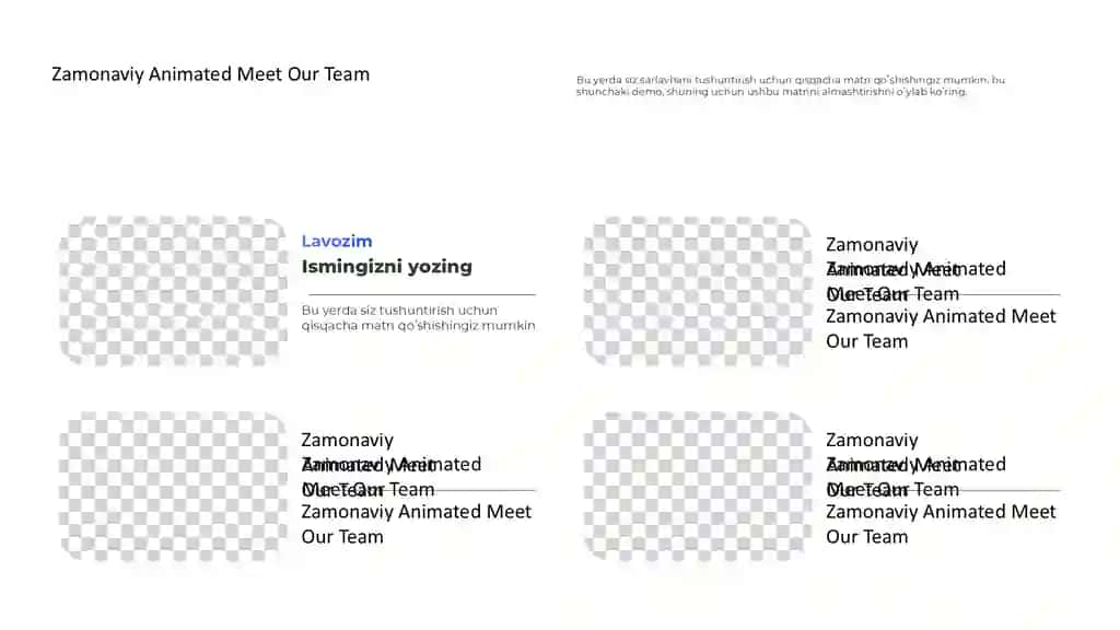 Zamonaviy Animated Meet Our Team Taqdimoti (11 Slayd)